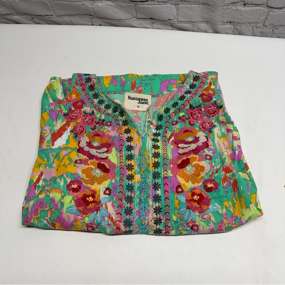 Savanna Jane Arcadia  Floral Embroidered Tunic size 1X nwt - Picture 10 of 10
